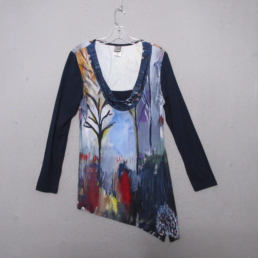 Simply Art by Dolcezza Tunic Top Medium Art To Wear Lagenlook Asymmetrical Hem‎
